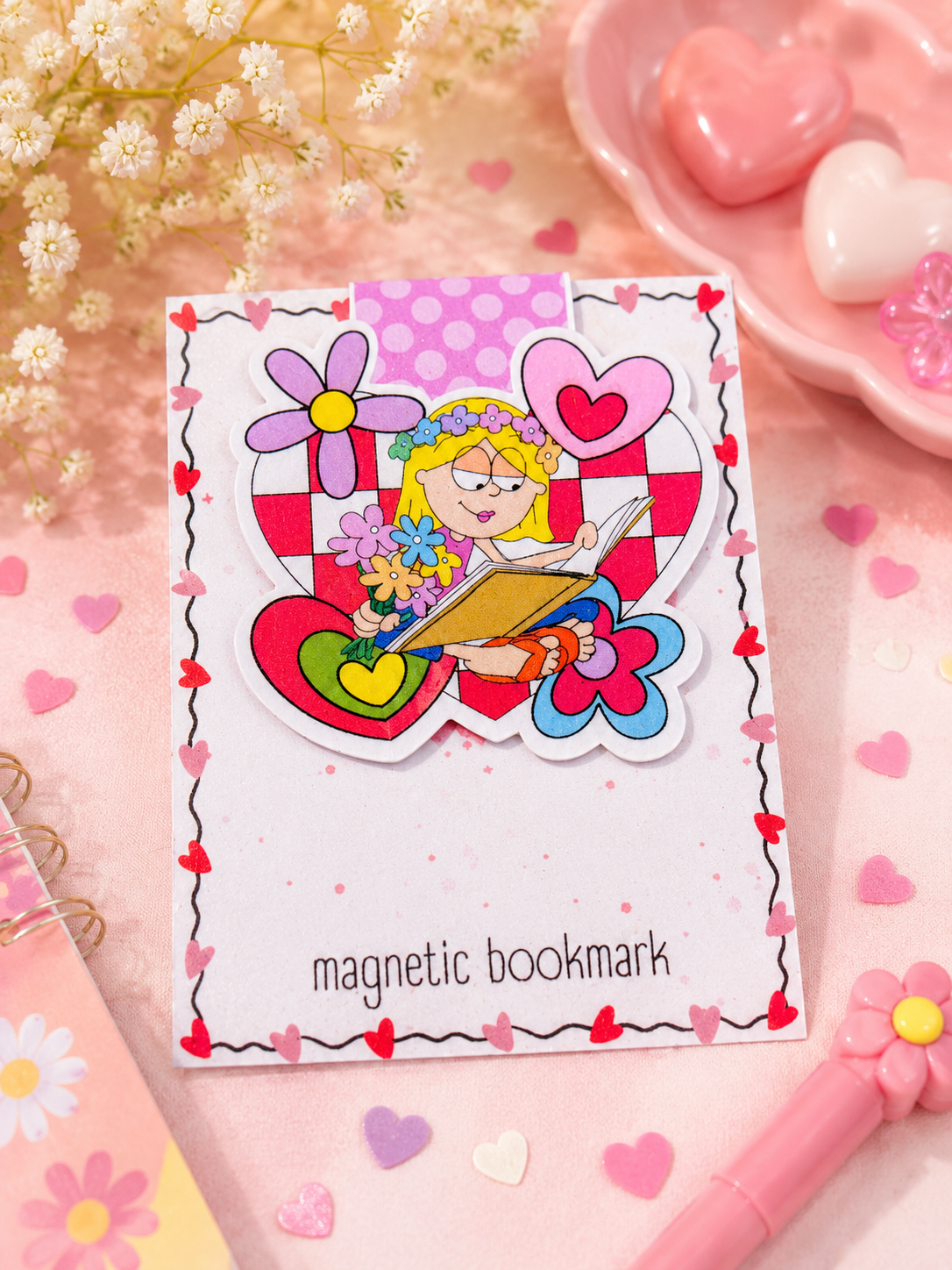 💖📚 Y2K Reader Girl Magnetic Bookmark
